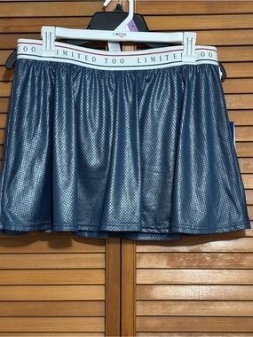 Limited Too Navy Mesh Mini Skirt with Branded White Waistband